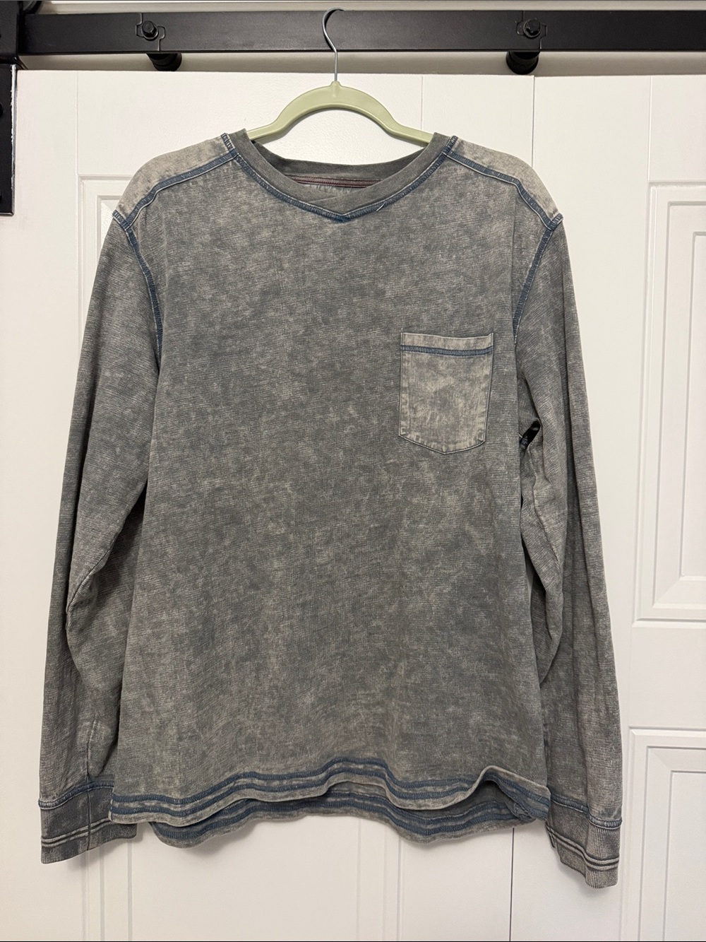 Vintage Wash Long Sleeve Pocket Tee - Gray